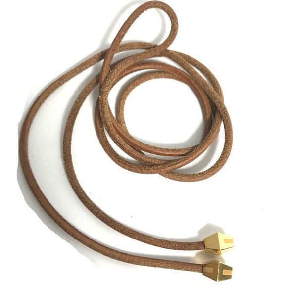 HERMES Raniere with Hardware Accessories Necklace Leather Brown - Picture 1 of 7